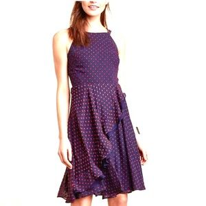 Eva Franco Women's Navy Red Polka Dot Maryanne Halter Dress - Size 6